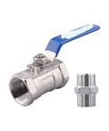 Built Tough Plumbing Ball Valve With Female Threaded Connection And Smooth Turn Handle For Rapid Fluid Shutoff And Zero Drip Reliability That Truly Delivers Every Day next to a threaded connector.