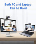 Two Hella Sharp 1080P Hd Webcams on PC and laptop displaying video calls, ideal for Zoom streaming and gaming.
