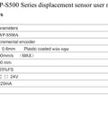 500mm Draw Wire Encoder With 24 V DC Supply And 4 To 20 mA Output, Industrial Grade Sensor Built For Heavy Duty Cylinders And Test Machines, 0.25 Percent FS Linearity user manual snippet with technical parameters.