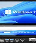 10 Point Touchscreen Panel PC Running Win 11 With Intel Celeron N5095 Eight Gigabyte Ram And 128 Gigabyte Storage ports and display.