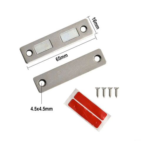 Ultra Thin Magnetic Cabinet Catch for Doors Drawers and Closets with Dual Magnets showcasing size and components