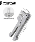 Close-up of gray Coaxial Cable Stripping Cutter Tool With Four Beefy Blades And Jacket Stripper, showing spare blade slot.