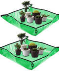 2Pack Plant Repotting Square Mats Foldable 39.3 Inch Garden Transplanting Work Cloth Waterproof with bonsai and succulents