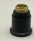 Close-up of a retaining cap from OEM 23Pcs S75 Plasma Cutter Must-Have Replacement Parts Kit with brass threading on top.
