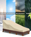 Waterproof Patio Chaise Lounge Cover Set, 600D Heavy Duty All Weather Outdoor Chair Covers, UV Resistant, 2 Pack In Beige And Brown, Fits Chaise Lounges Up To 78 L X 30 W, 80 X 32 Inch Cover, Durable Patio Furniture Shield.