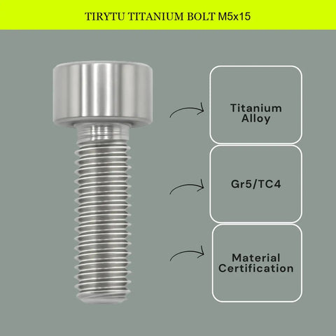 Premium Titanium Bolts M5x15mm Hex Socket Cap Screws With Advanced PVD Coating, showing titanium alloy detail and certification.