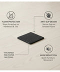 Black thickened furniture leg cap protector for hardwood and tile floors, highlighting slip-on design and noise reduction features.