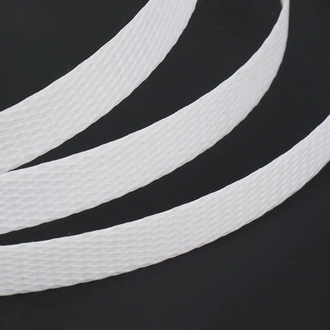 Heavy Duty Polypropylene Strapping Roll Six Thousand Feet Half Inch Wide Point Zero Three Thick Three Hundred Pound Break Strength Standard Core on black background