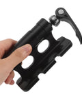 Close-up of quick release fork bracket from the Sturdy Aluminum Roof Rack Bike Carrier Mount With Quick Release Fork Bracket Built Tough For Easy Car Roof Transport Beefy Mountain Bike Luggage Rack Simple Installation And Secure Travel