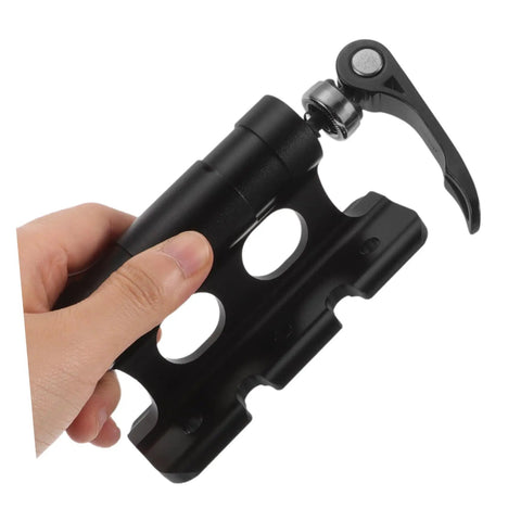 Close-up of quick release fork bracket from the Sturdy Aluminum Roof Rack Bike Carrier Mount With Quick Release Fork Bracket Built Tough For Easy Car Roof Transport Beefy Mountain Bike Luggage Rack Simple Installation And Secure Travel