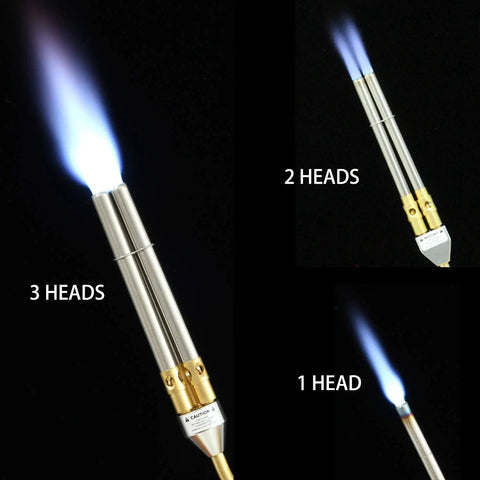 Triple Head MAPP Torch With Metal Body, 360 Degree Swivel Flame, Triple Tube Design Delivers Hotter Heat For Quick Soldering, Blue Finish.