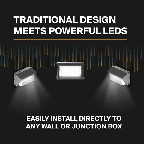 Traditional design LED wall pack fixtures with powerful 120W LED Wall Pack Lights With 15600 Lumens Switch Control 5000K