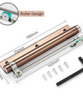 Heavy Duty Aluminum Door Closer With Adjustable Spring And Soft Close Action Rose Gold Hardware dimensions shown