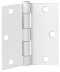 Heavy Duty Interior Door Hinges 3 Pack White 3 Point 5 Inch Square Corner Steel Removable Pin, close-up view.