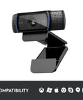 Pro Grade Full HD 1080P Webcam With Crisp Dual Mics And Snappy Auto Focus Dead Simple Plug And Play Setup For Smooth Video Calls Clean Quality Streams And Easy PC Or Laptop Mounting Black, side view with adjustable clip