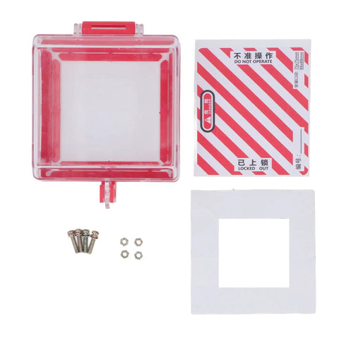 Emergency Stop Cover Lockout Protector With Transparent Polycarbonate Shell And Mounting Hardware Fits 105x105x63mm E Stop Buttons