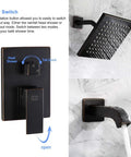 Shower Faucet With Tub Spout In Oil Rubbed Bronze Wall Mounted Rainfall Shower Head And Handle Set, control valve detail