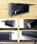 Heavy Duty Industrial Storage Cabinet With Integrated Wooden Workbench And Steel Tool Chest Organizer For Garage Or Workshop Setup showing 90° upward opening with pneumatic rod and powder-coated features.