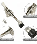 Foot Operated Door Stop With Zinc Alloy Floor Holder For Hands Free Entryway Access, Pedal Activated Door Holder details
