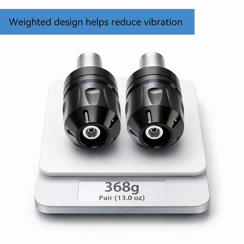 Classic Premium Heavy Duty Motorcycle Handlebar End Weight Sliders In Sleek Black weighing 368g, designed to reduce vibration.