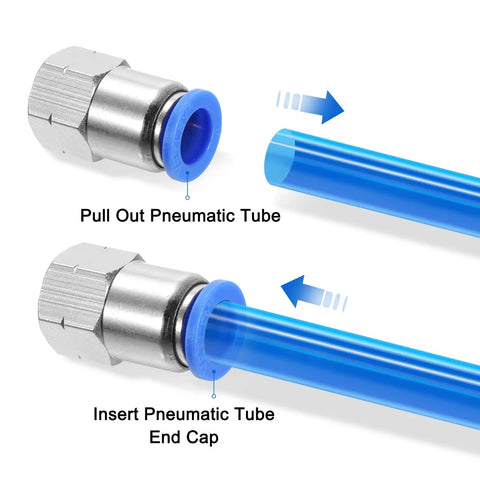 Two Pack 1/4 NPT Female Straight Push To Connect Fittings For 3/8 Inch Tube OD Air Pneumatic Quick Connect Silver Tone installation