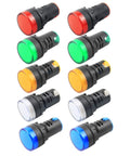 Ten Pack Multi Color LED Indicator Light 12V AC DC 22mm Panel Mount for Electrical Control Panels HVAC DIY Projects image