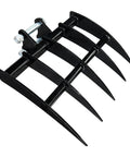 Mini Excavator Rake Attachment For 0.8 To 1.8 Ton Machines, wide backhoe rake in black steel for land clearing, debris removal, soil spreading