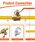 Product connection of Beefy 3/8 Inch Brass Shut Off Ball Valve With Hose Barb Fittings For Water And Fuel Lines RV Gas Air Tubing