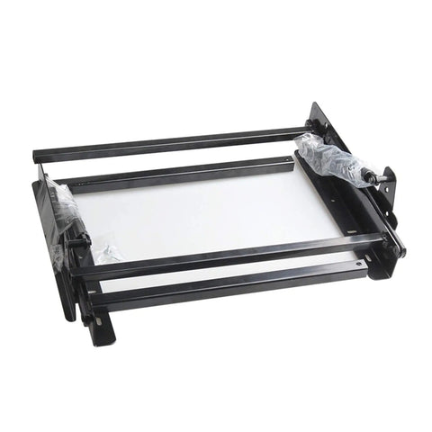 One Piece Folding Lift Hinge With Air Spring Mechanism, heavy duty cold rolled steel, dimensions shown for desk upgrades.