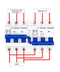 Built Tough Three Pole AC Circuit Breaker MCB 20 Amp Miniature Switch wiring diagram showing load connections and labels.