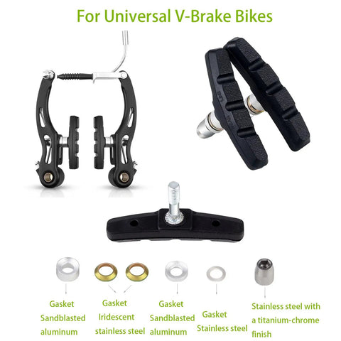 70mm V Brake Pads for Mountain Bikes Two Pairs With Hex Nuts And Spacers Noiseless Braking Blocks Durable Rubber and Steel
