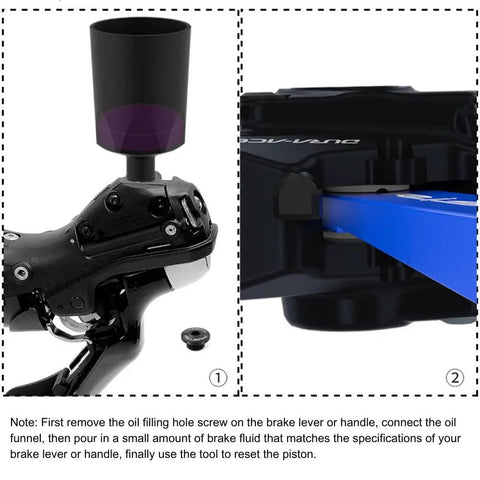 Pro Bicycle Disc Brake Piston Spreader Tool For Hydraulic Calipers with non-metallic design in use on bike caliper