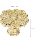 Antique Zinc Alloy Drawer Pulls for Dresser and Cabinets in floral design, gold finish, dimensions 3.3cm x 2.3cm.