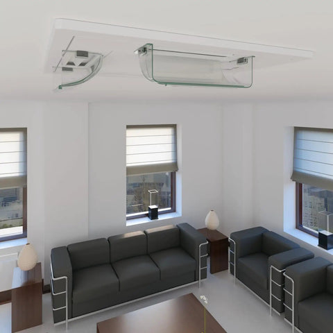 Magnetic Heat And Air Vent Deflector 8.5 To 15 Adjustable For Vents 2 Pack installed on ceiling in modern living room