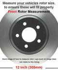 Image illustrating Front Brake Kit With 12 Inch Rotors And Ceramic Pads For Chevrolet GMC Silverado Suburban Sierra Savana Yukon XL 1500 Tahoe Escalade Replacement Disc Brakes, showing rotor measurement instructions.