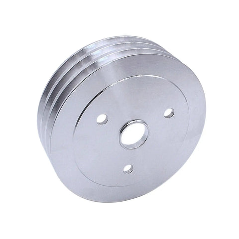 Beefy Chrome Polished Aluminum 2 Groove Short Water Pump And 3 Groove Crank Pulley Kit for Small Block Chevy SBC 265 283 305 327 350 383 400