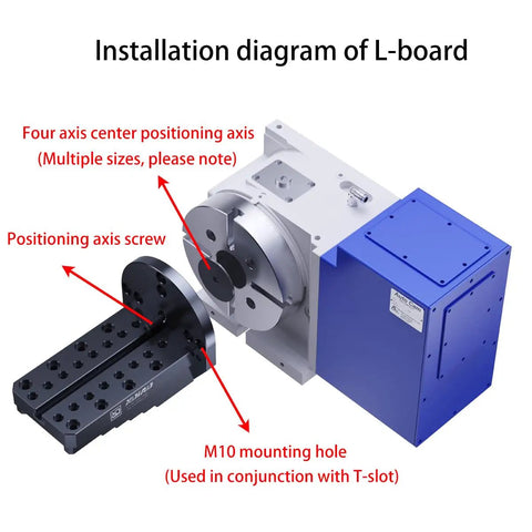 Installation diagram of Four Axis CNC Bridge Slab L Block Single Sided For Milling Machines With T Slot Compatibility Self Centering Vise Or Quick Change Board Ready Pro Grade Precision Positioning Axis Included For Accurate Machining