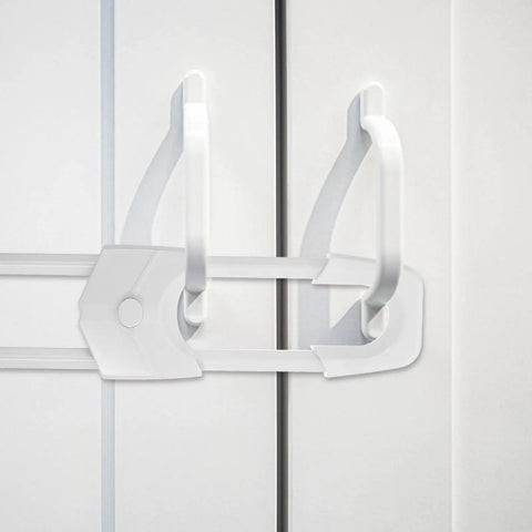 6 Piece White Childproof Cabinet Locks For Babies Easy Install No Drill Plastic Safety Locks for kitchen cabinets and drawers