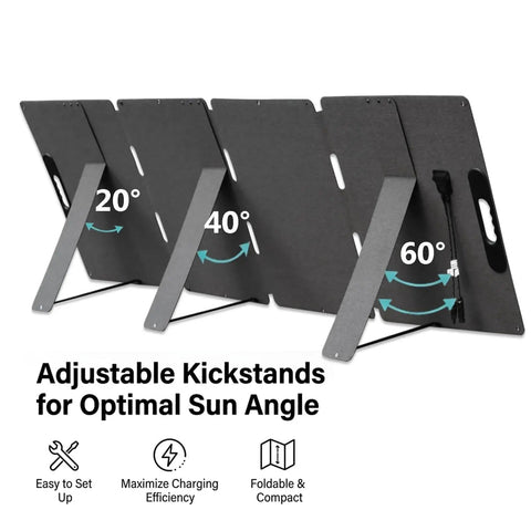220W Portable Solar Panel For Power Stations And On The Go Off Grid RV Camping Foldable Solar Charger Kit with adjustable kickstands