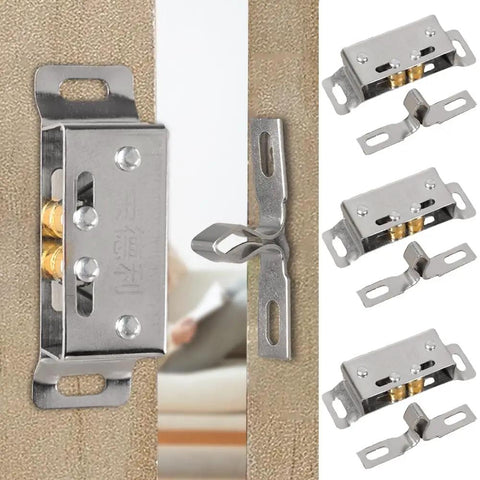 Double Roller Door Catch Latch For Cabinets And Cupboards Heavy Duty Stainless Steel Spring Loaded adjustable head set
