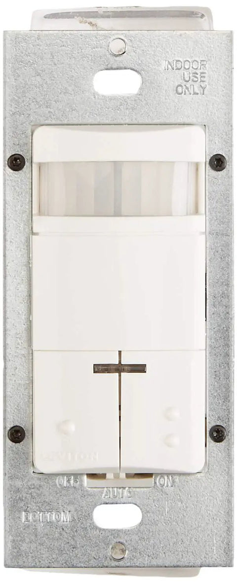 Dual-Relay Decora Occupancy Sensor Wall Switch With Auto Walk-Through, Two Lighting Loads Controlled, white front view
