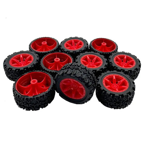 10 Pcs 34mm Rubber RC Car Wheels With 2mm Shafts And 5 Rod Axles Kit For RC Cars Trucks Robots Diy Model Projects Durable Toy Car Wheel Set For Quick Upgrades