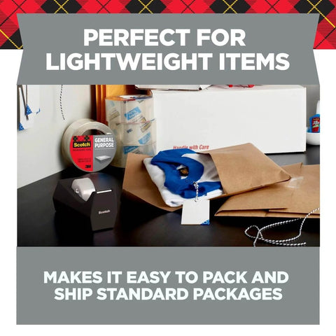 Light Duty Shipping Packaging Tape 1.88 Inch By 54.6 Yard, 6 Roll Pack With Dispenser, for light-duty box sealing and shipping