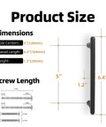 Dimensions and screw lengths for 5 Inch Cabinet Pulls Matte Black Zinc Alloy Drawer Pulls 10 Pack Solid Cabinet Hardware