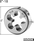 Five Eighth 18 UNF Tap And Die Set Right Hand Machine Thread Tap And Round Die With Straight Fluted Design chrome round die
