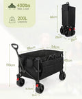 Collapsible Utility Wagon With Extra Deep Seven Cubic Feet Of Space 400 Pound Capacity Heavy Duty Foldable Beach Cart