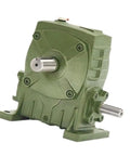 Rock Solid Heavy Duty Worm Gear Reducer With No Sweat Mounting, industrial cast body, 10:1 reduction for machinery use.