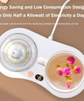 Intelligent Gravity Sensor Coffee Mug Warmer Electric Heated Coaster with flowers, energy-saving design and digital display.