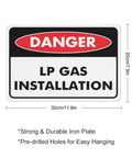 Danger LP Gas Installation Aluminum Warning Sign 8x12 Inch Built Tough UV Printed Weatherproof Plaque For Commercial Premises Industrial Workshops Factory Fuel Supply Zones High Visibility Hazard Notice, front view