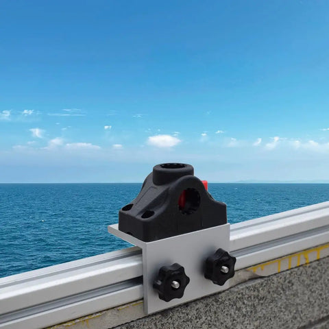 Heavy Duty 90 Degree Boat Track Bracket With 360 Degree Rotating Rod Holder, aluminum deck mount on boat track
